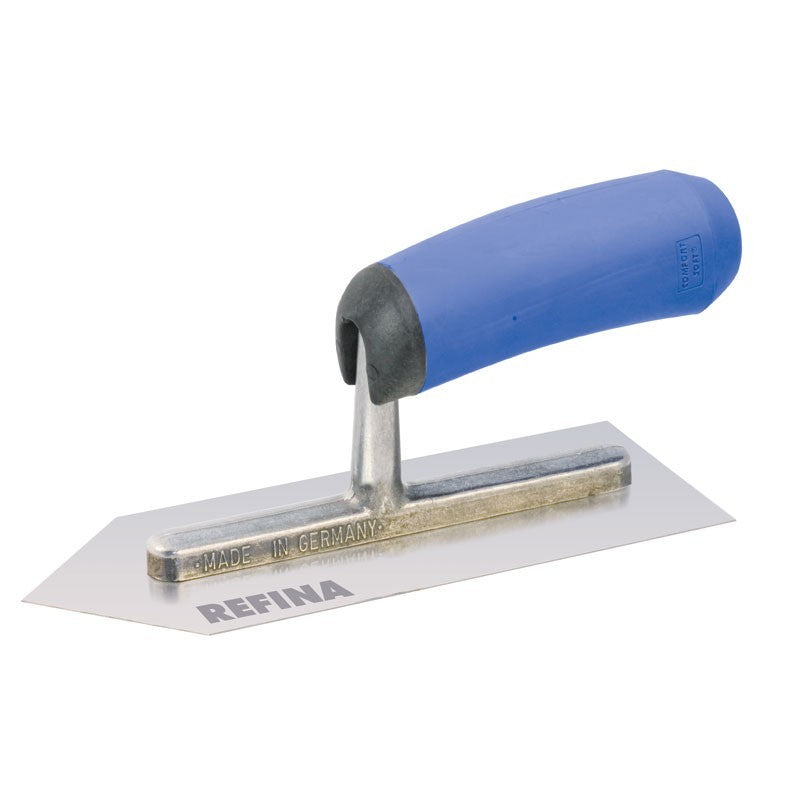 Midget trowel pointed nose 8x3"(200x80mm) stainless steel 0.7mm gauge soft grip