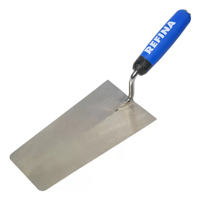 Bucket trowel radiused corners heavy duty 8" (200x80/110mm) stainless steel soft grip